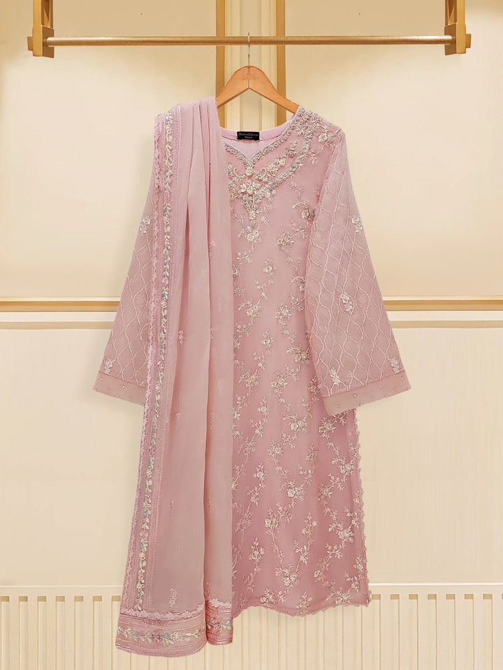 3 Piece - Embroidered Chiffon Suit S109415