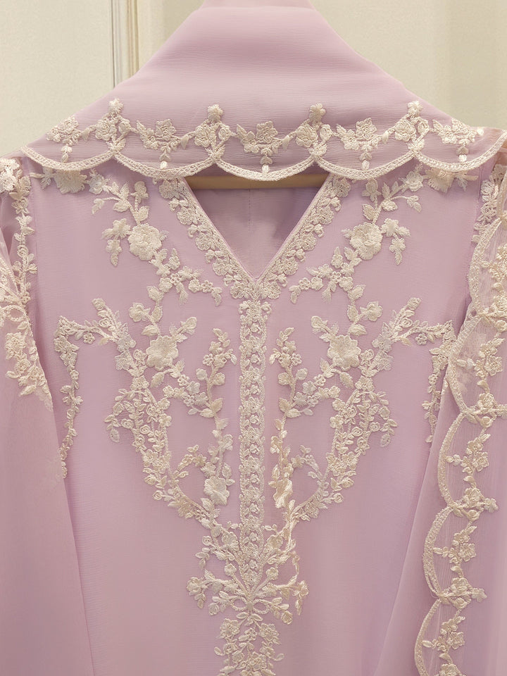 3 Piece - Pure Chiffon Embroidered Suit S112195