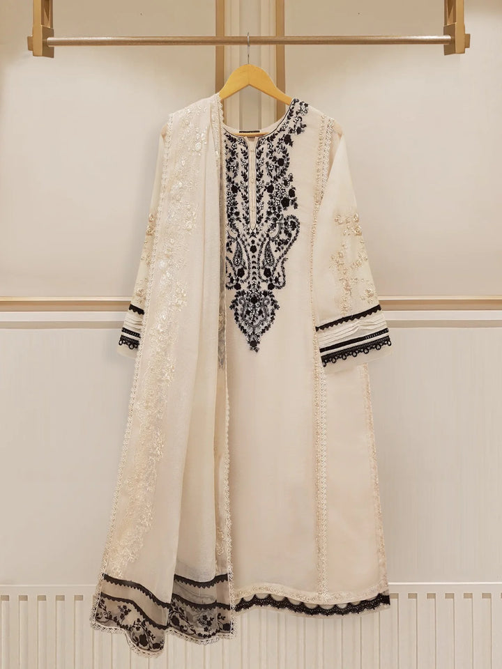 3 Piece - Pure Cotton Net Embroidered Suit S108475