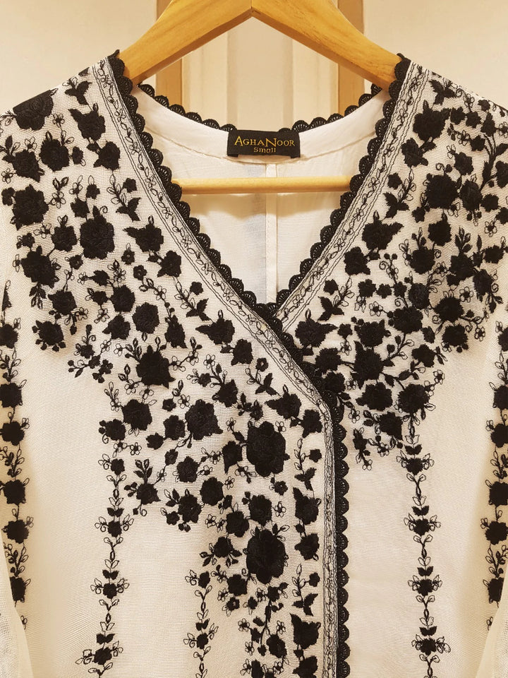3 Piece - Pure Cotton Net Embroidered Suit S108615