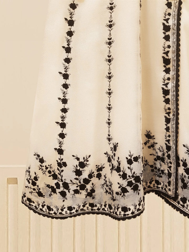 3 Piece - Pure Cotton Net Embroidered Suit S108615