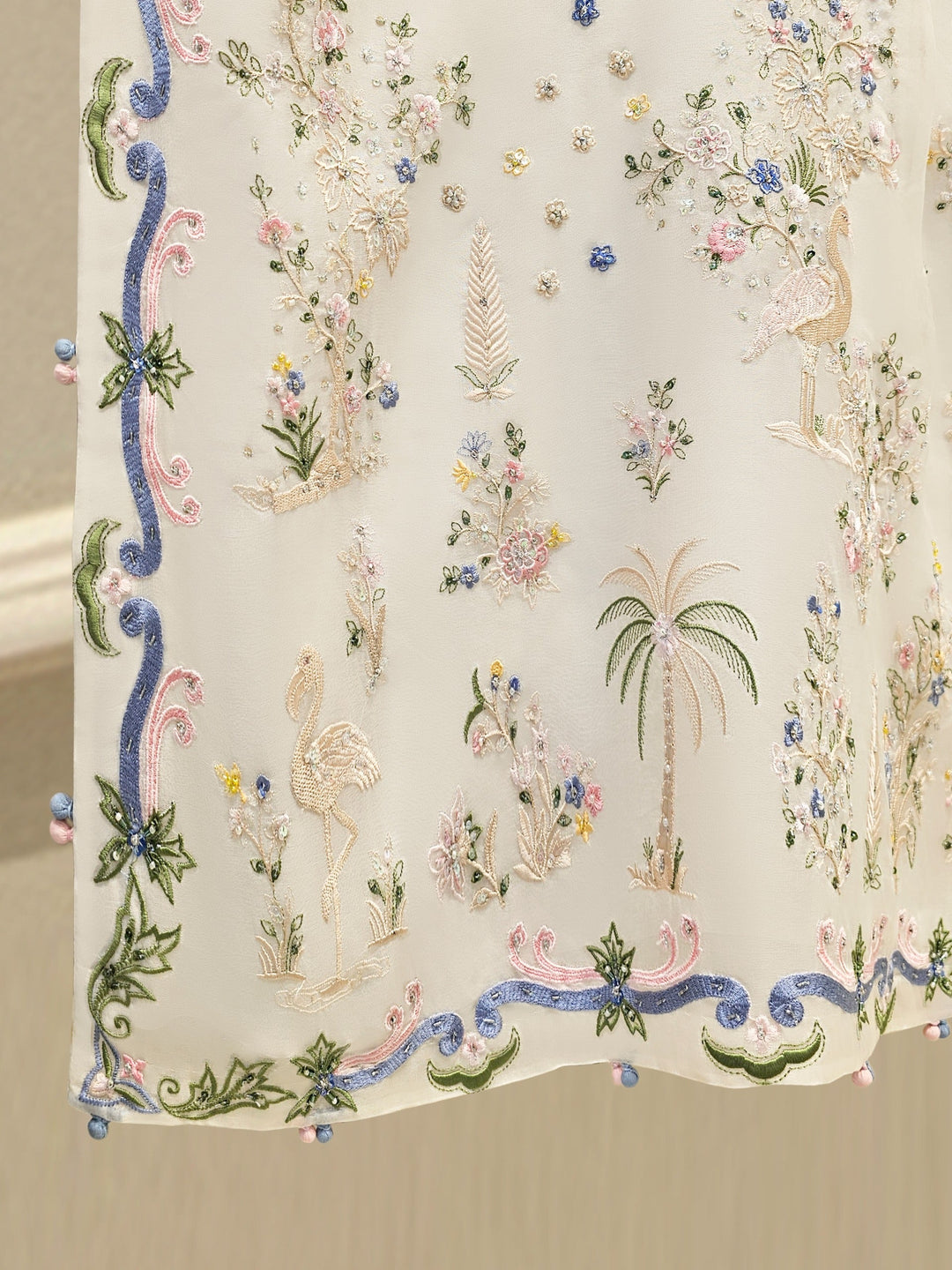 3 Piece - Pure Organza Embroidered Suit S111674