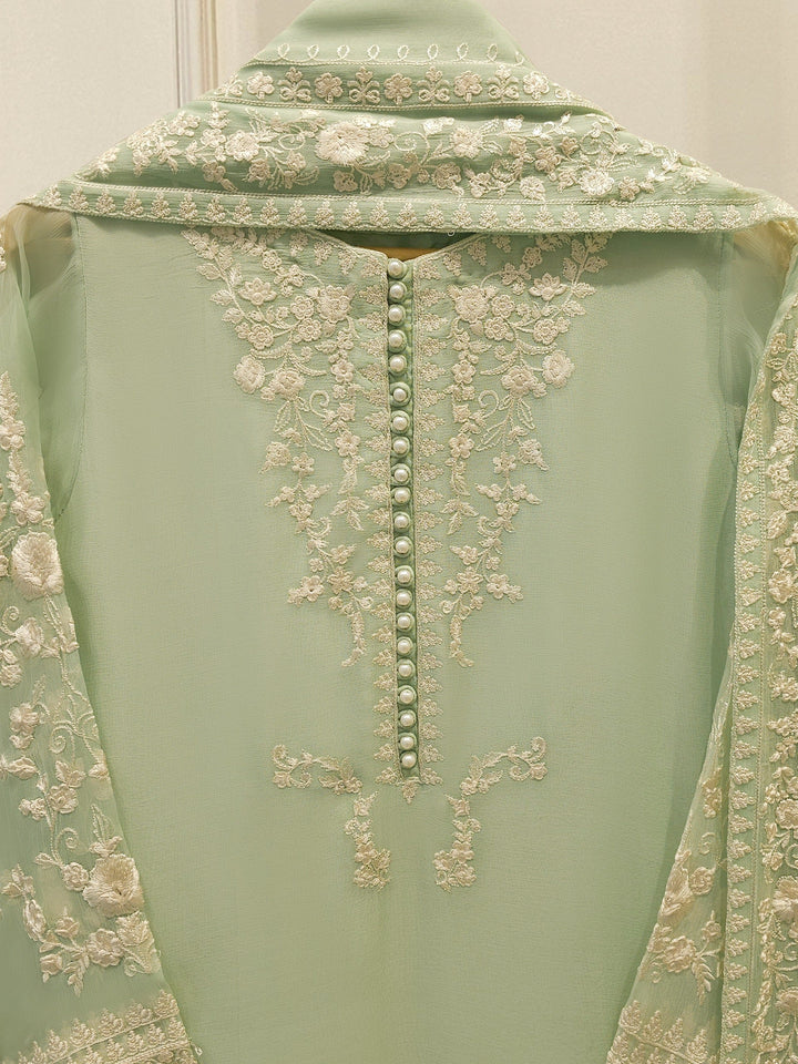 3 Piece - Pure Chiffon Embroidered Suit S112185