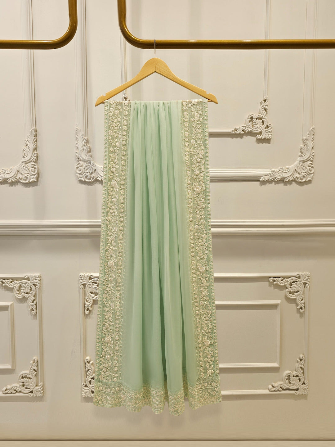 3 Piece - Pure Chiffon Embroidered Suit S112185