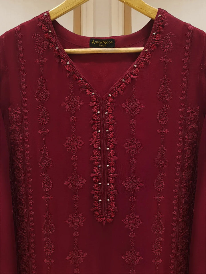 PURE CHIFFON BEAUTIFUL EMBROIDERED SHIRT AND PANT S106956