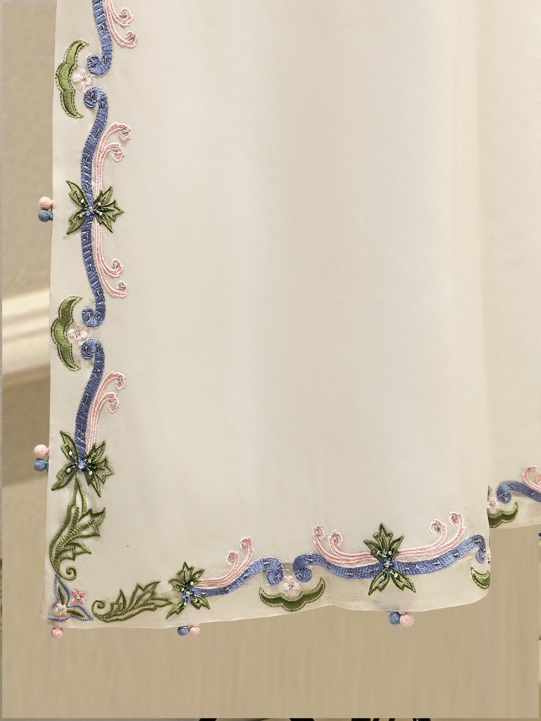 3 Piece - Pure Organza Embroidered Suit S111674