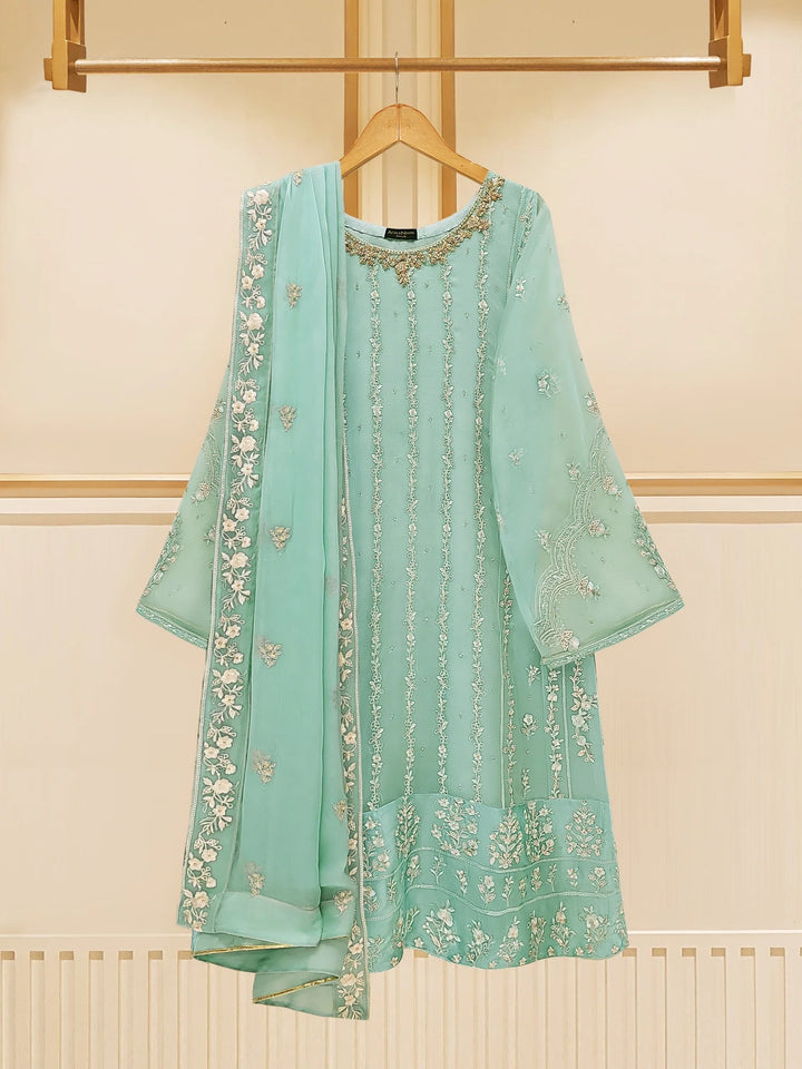 3 Piece - Embroidered Chiffon Suit S109414