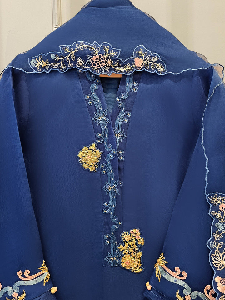 3 Piece - Pure Organza Embroidered Suit S111652