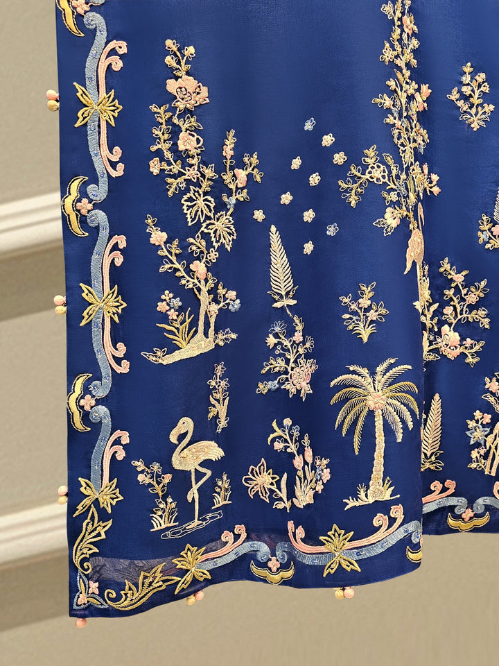 3 Piece - Pure Organza Embroidered Suit S111652