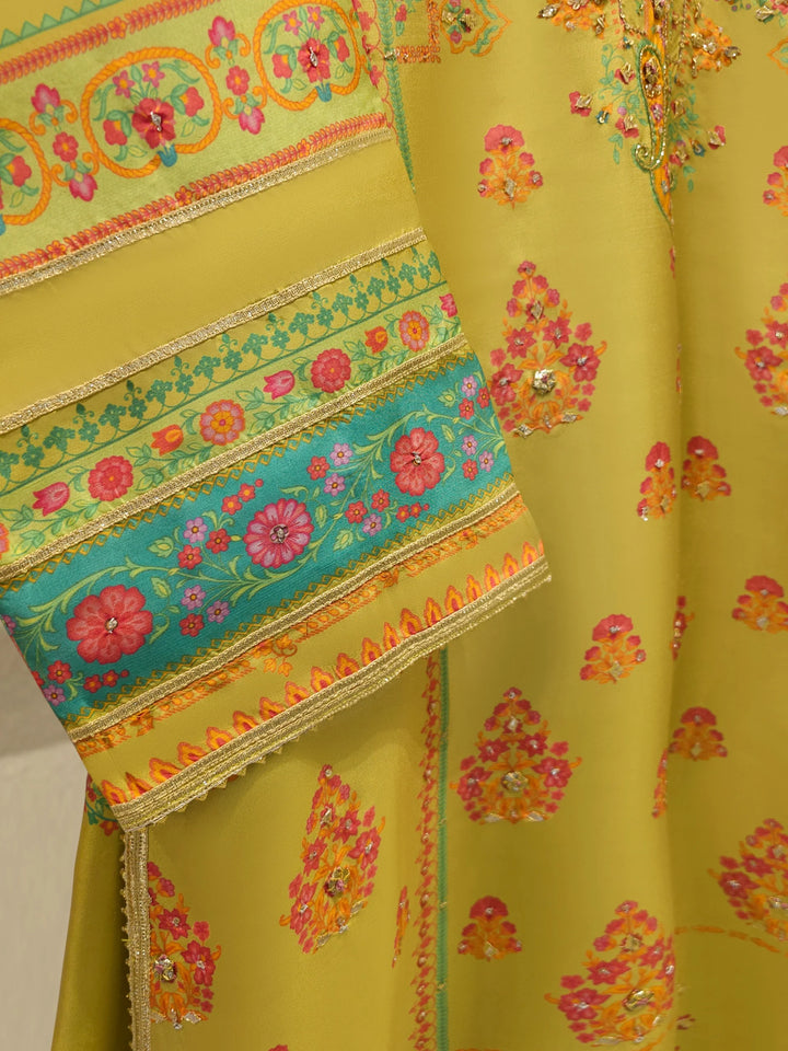 3 Piece- 100% Pure Raw Silk Embroidered Suit S111873