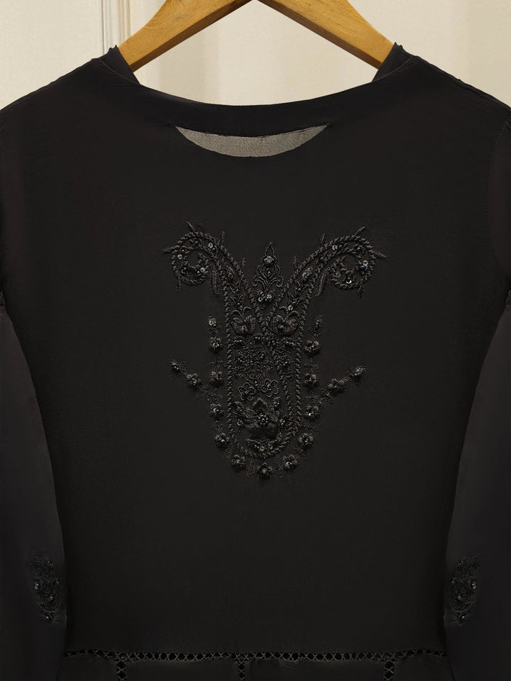 3 Piece - Pure Chiffon Embroidered Frock S111882