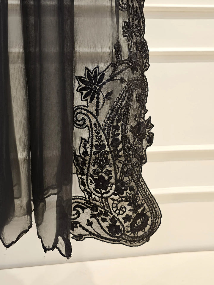 3 Piece - Pure Chiffon Embroidered Frock S111882