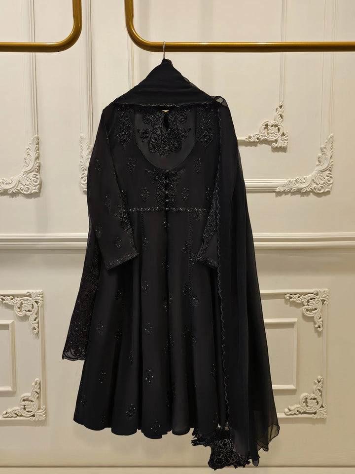 3 Piece - Pure Chiffon Embroidered Frock S111882