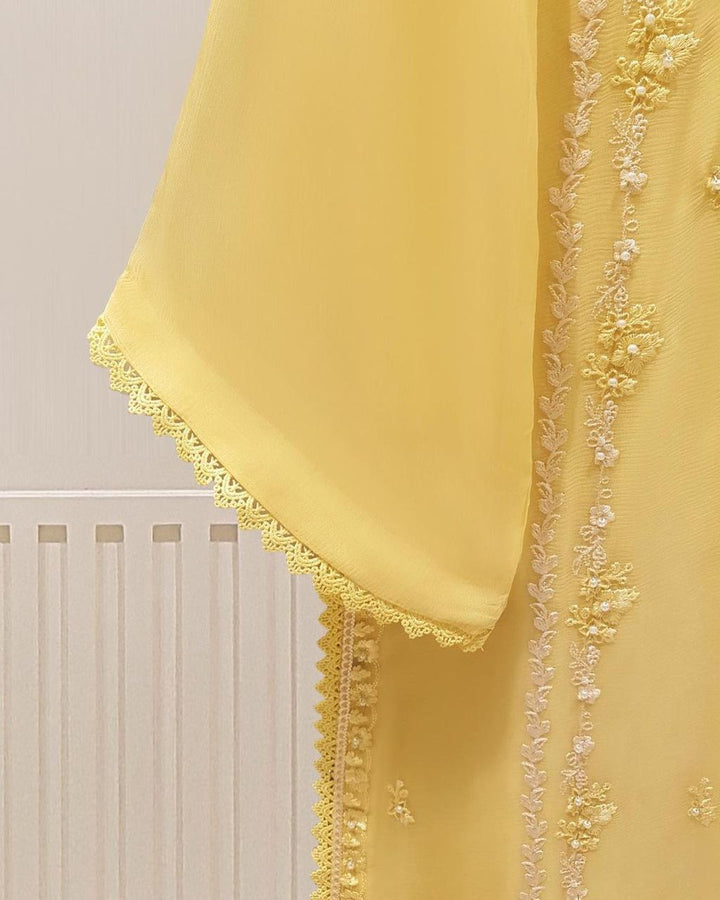 PURE CHIFFON HAND EMBROIDERED SHIRT DUPATTA AND PANTS S107097