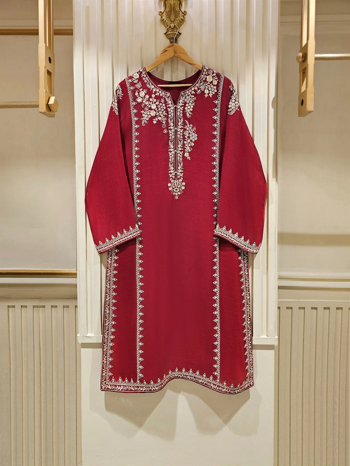 3 Piece - Pure Cotton Net Embroidered Suit S111341