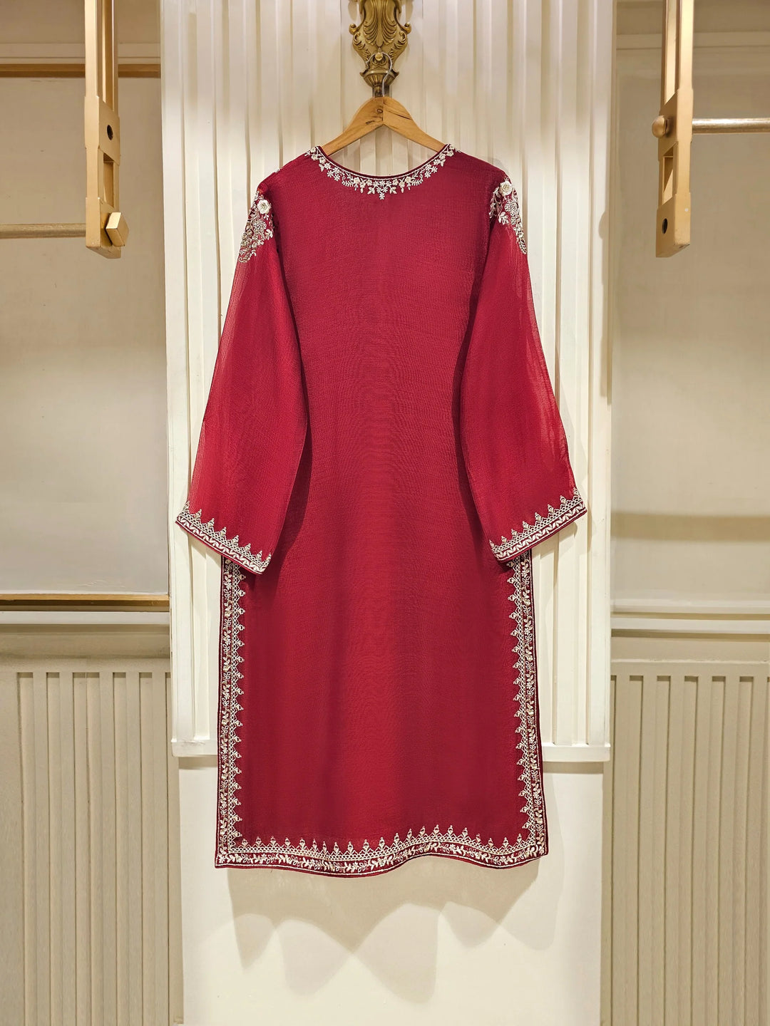 3 Piece - Pure Cotton Net Embroidered Suit S111341