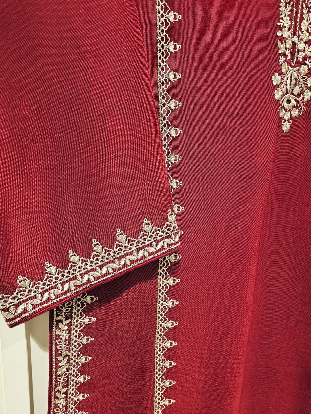 3 Piece - Pure Cotton Net Embroidered Suit S111341