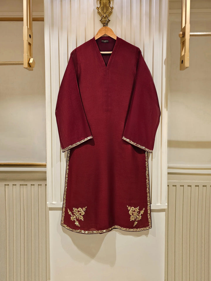 3 Piece - Pure Cotton Net Embroidered Suit S111408