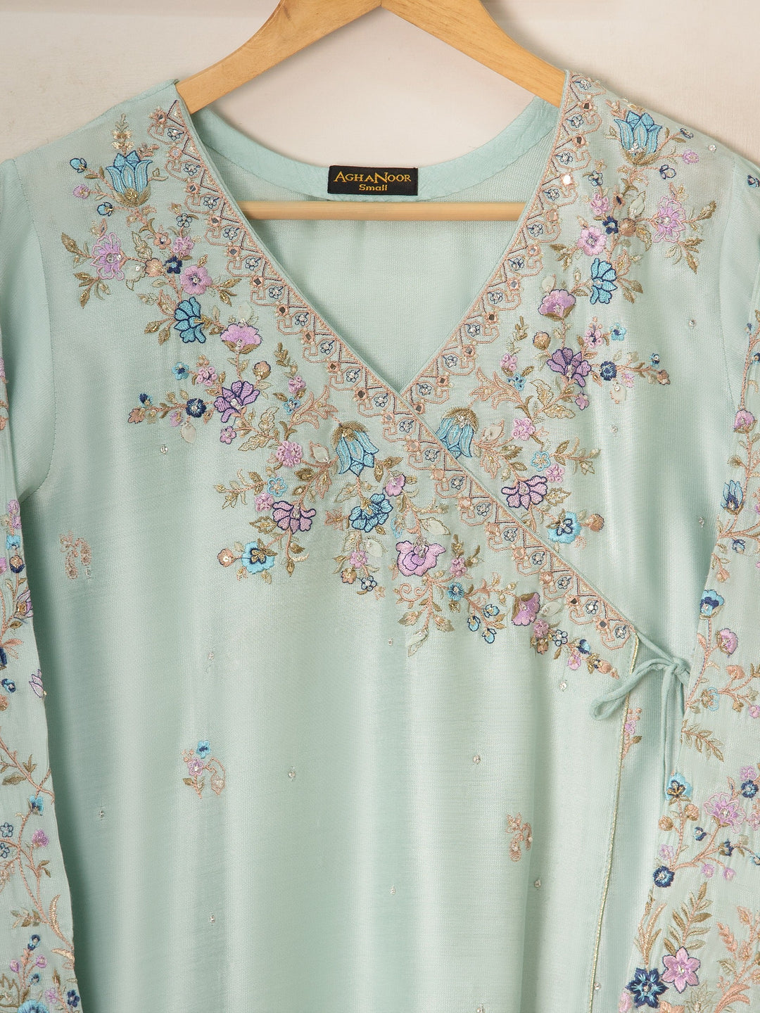 3 Piece- Pure Silk Net Embroidered Suit S111529