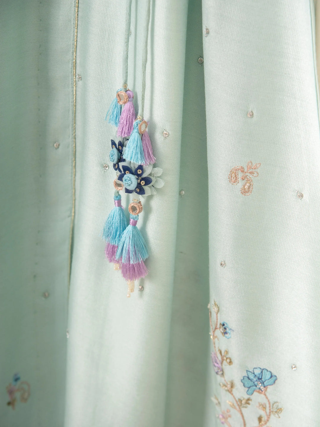3 Piece- Pure Silk Net Embroidered Suit S111529