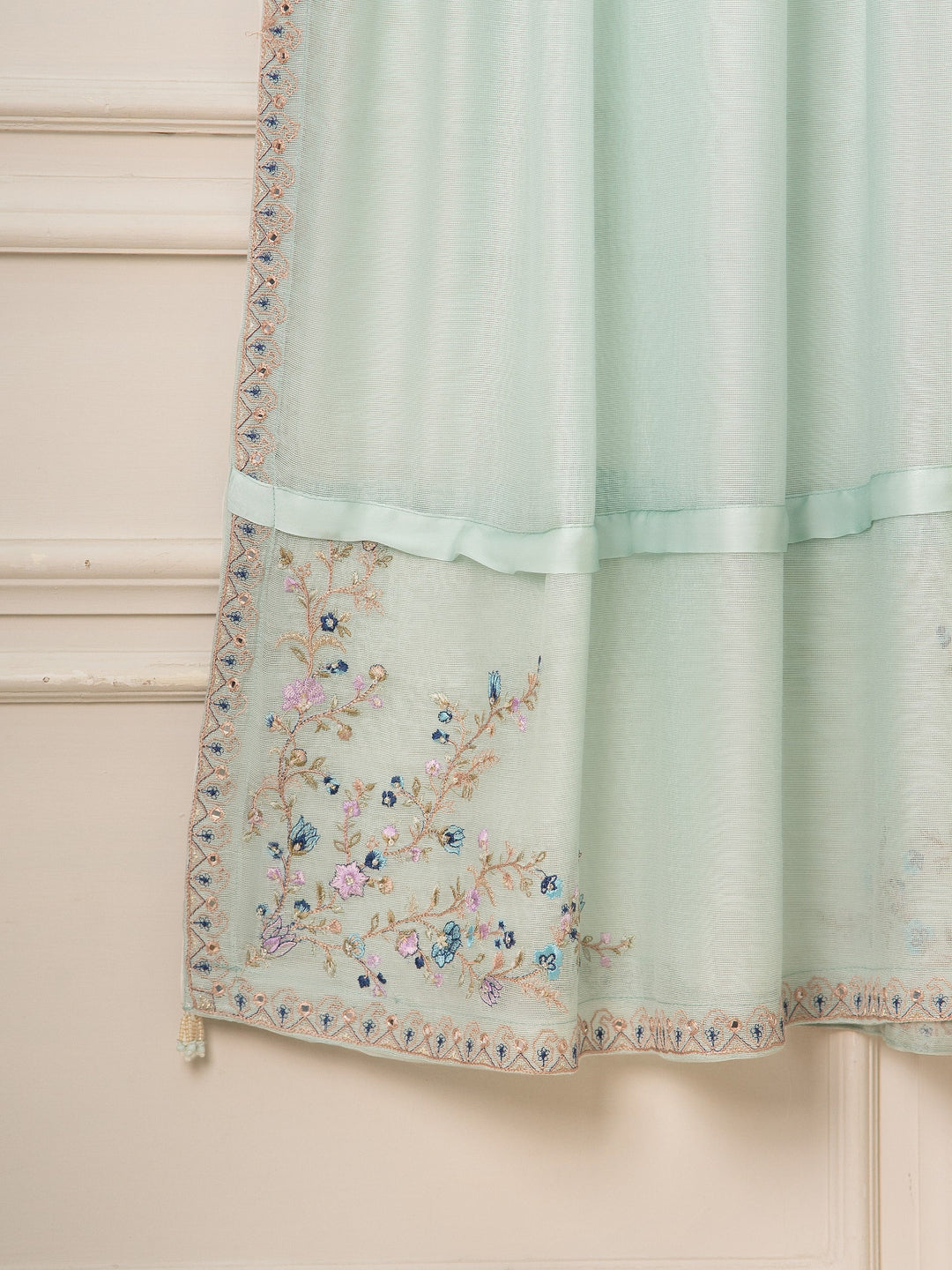 3 Piece- Pure Silk Net Embroidered Suit S111529