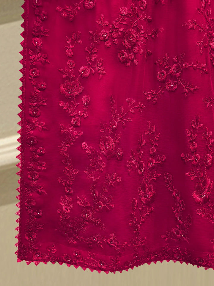 3 Piece - Pure Chiffon Embroidered Suit S112682