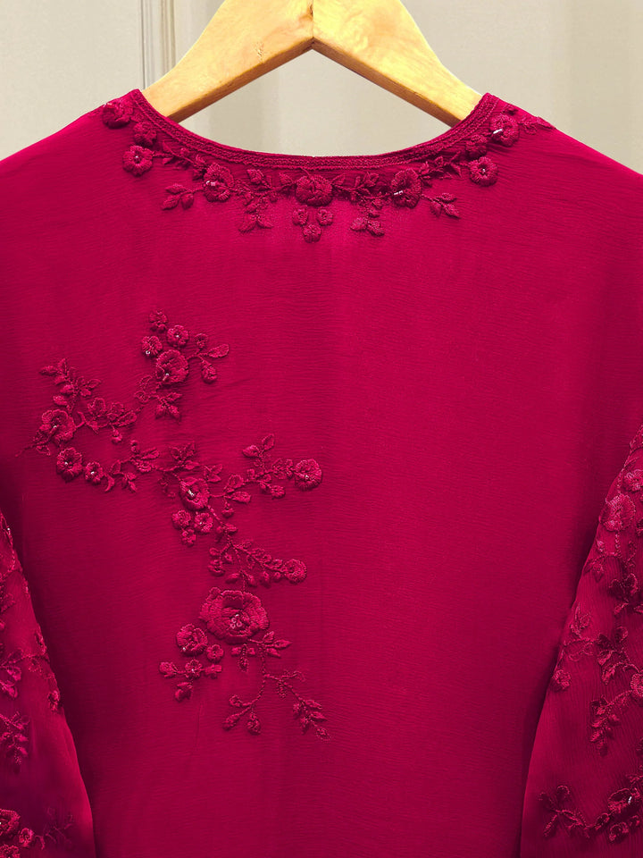 3 Piece - Pure Chiffon Embroidered Suit S112682