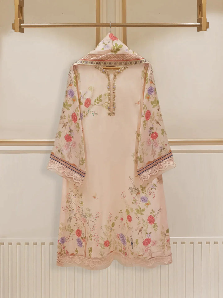 TWO PIECE PREMIUM DIGITAL PRINTED SILK NET S106829