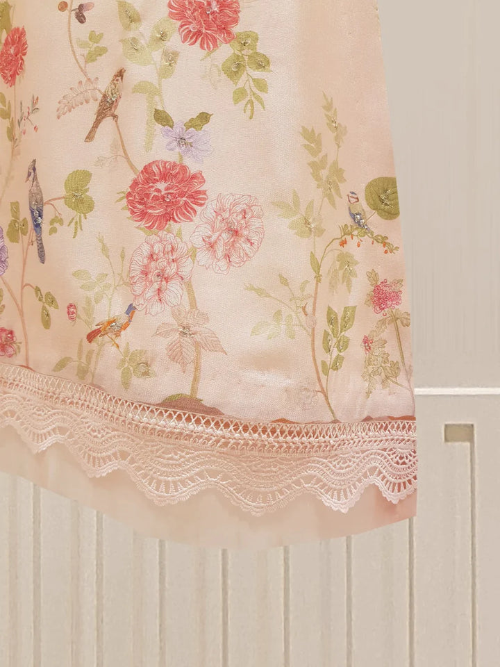 TWO PIECE PREMIUM DIGITAL PRINTED SILK NET S106829