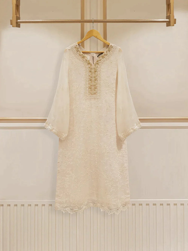 PURE CHIFFON HAND EMBROIDERED SHIRT AND PANTS S107031