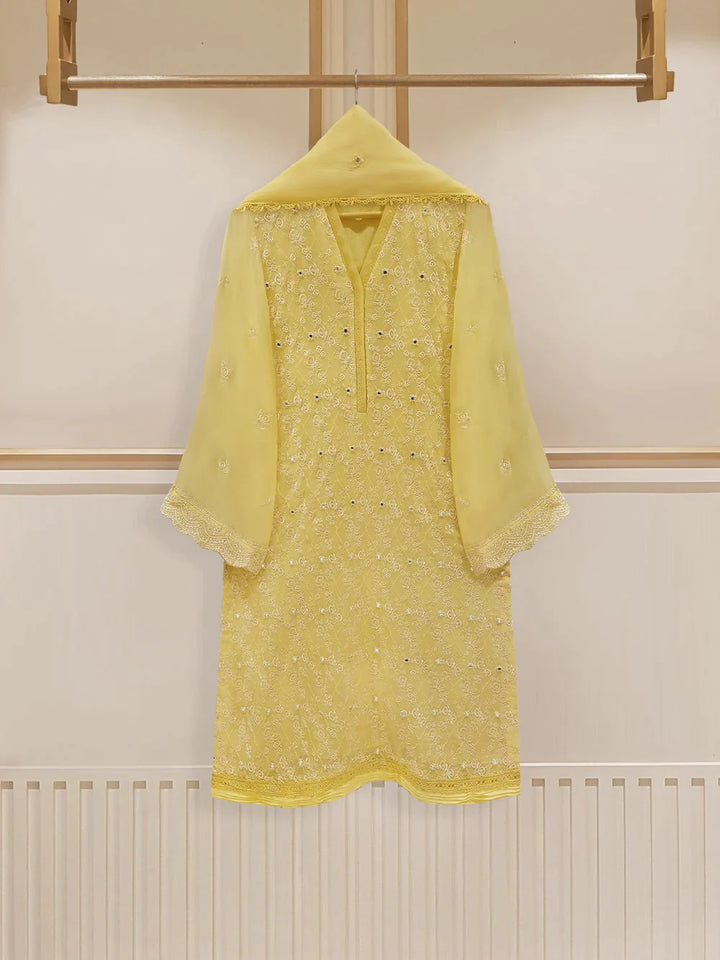 TWO PIECE 100% PURE CHIFFON EMBROIDERED S107092