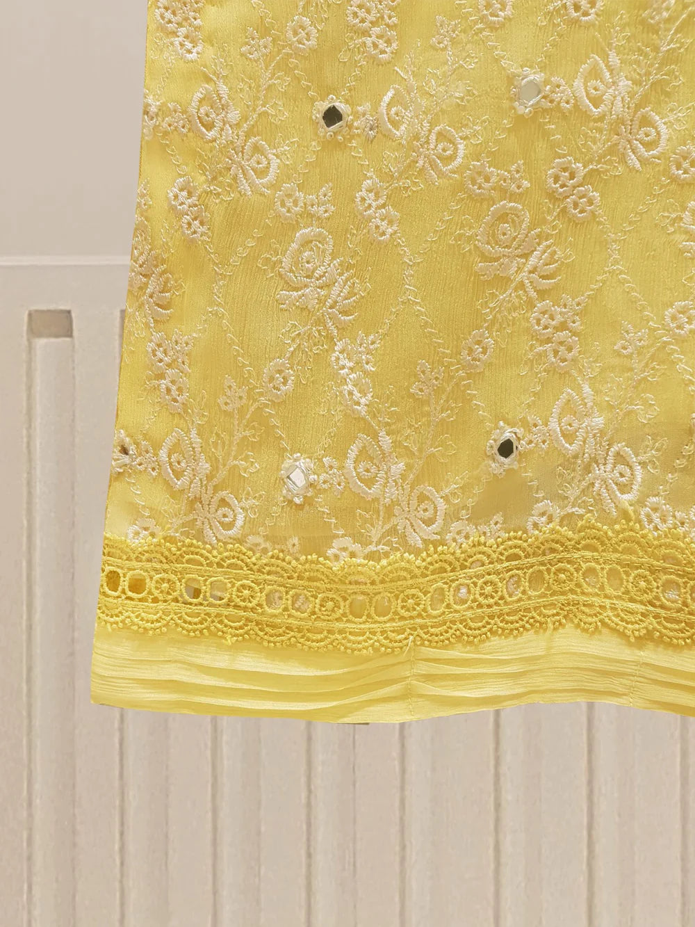 TWO PIECE 100% PURE CHIFFON EMBROIDERED S107092