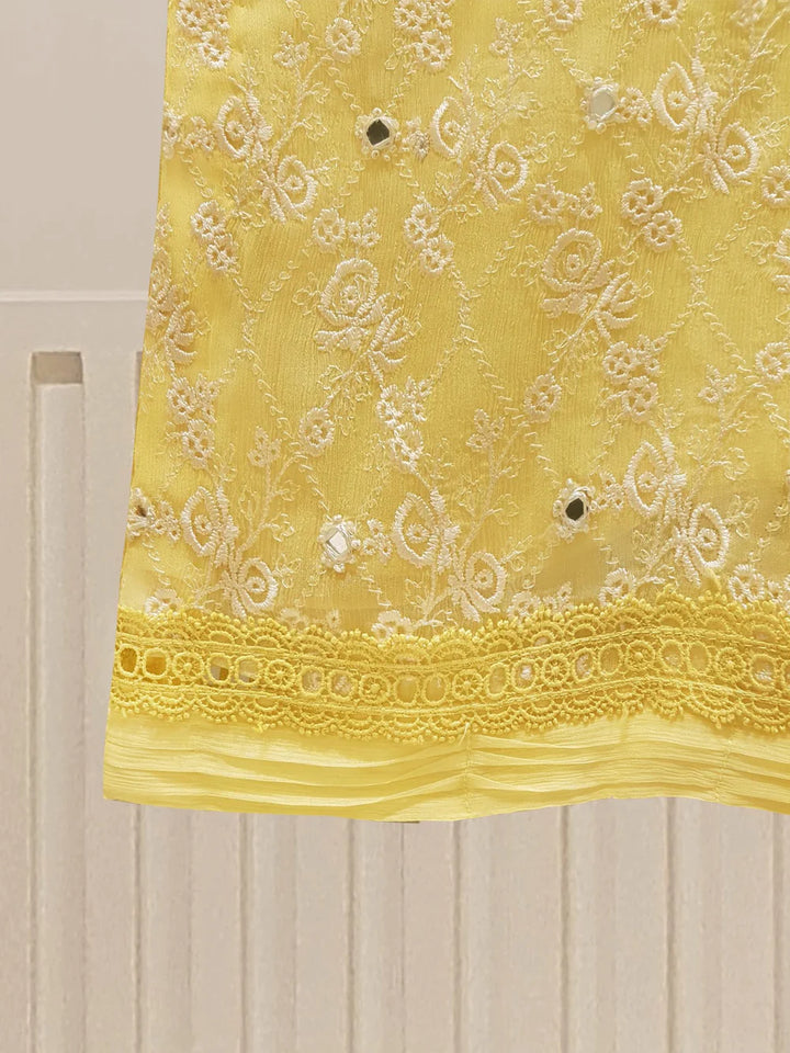 TWO PIECE 100% PURE CHIFFON EMBROIDERED S107092