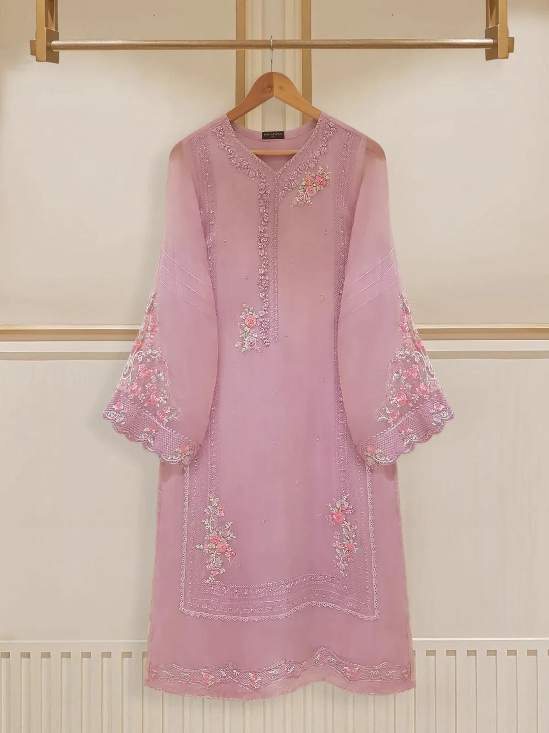 TWO PIECE 100% PURE CHIFFON BEAUTIFUL EMBROIDERED S107345