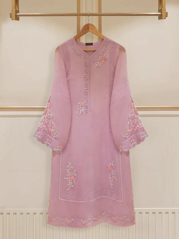 TWO PIECE 100% PURE CHIFFON BEAUTIFUL EMBROIDERED S107345