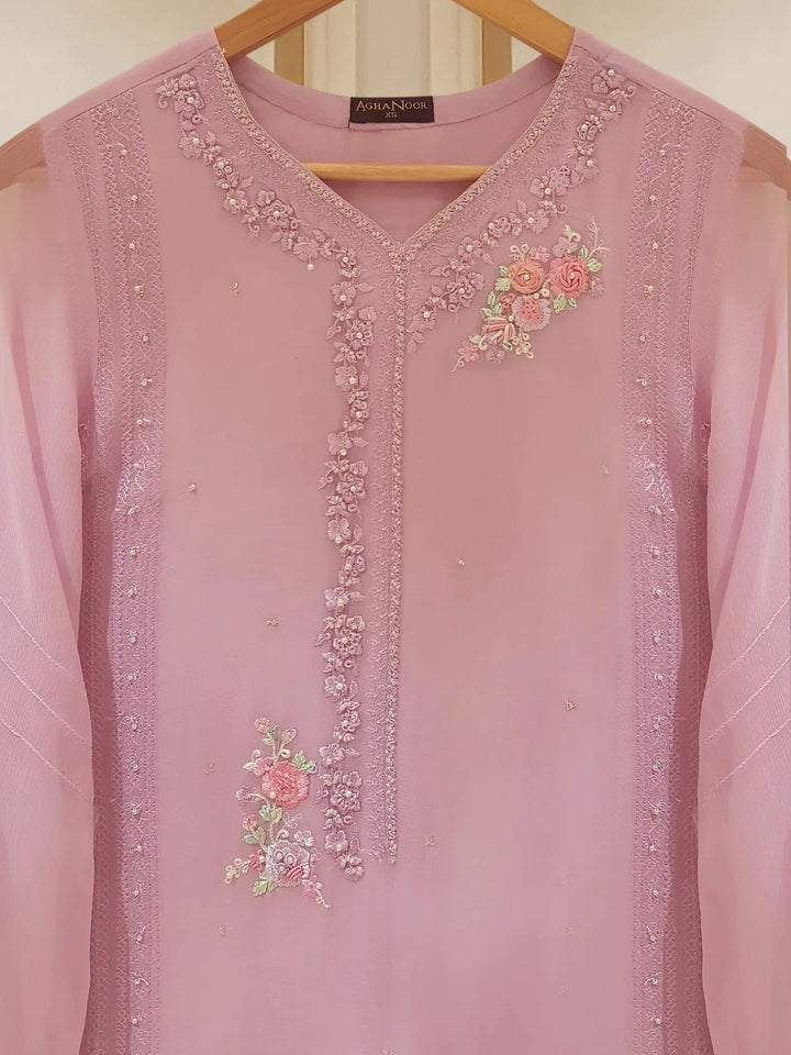 TWO PIECE 100% PURE CHIFFON BEAUTIFUL EMBROIDERED S107345