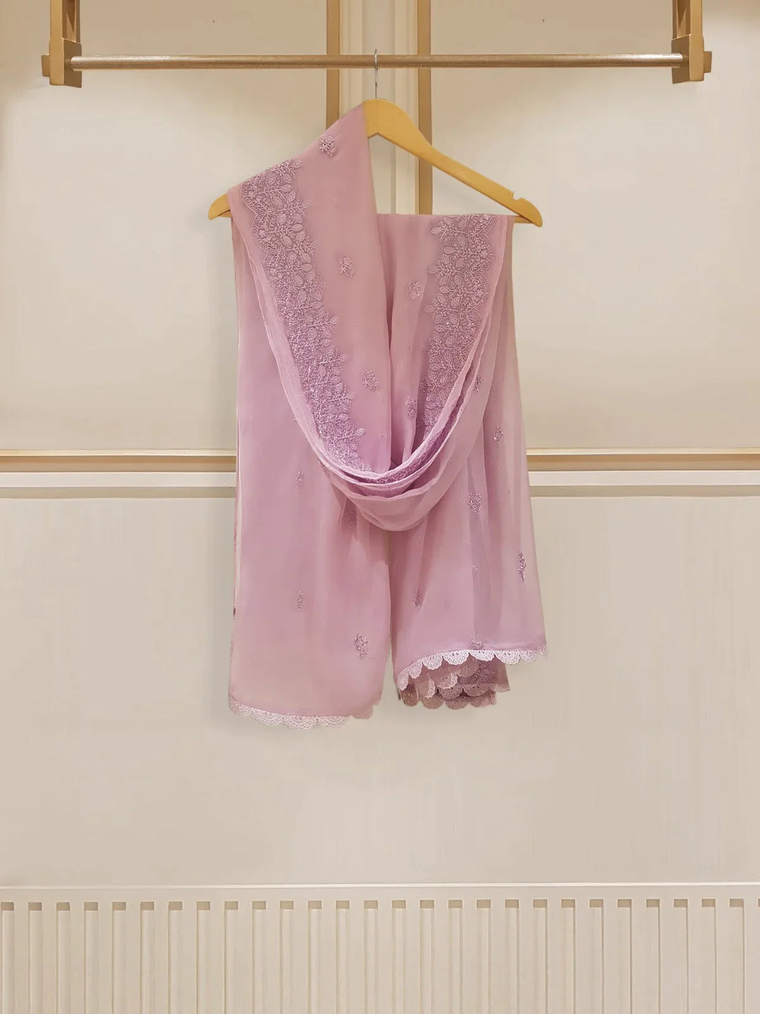 TWO PIECE 100% PURE CHIFFON BEAUTIFUL EMBROIDERED S107345