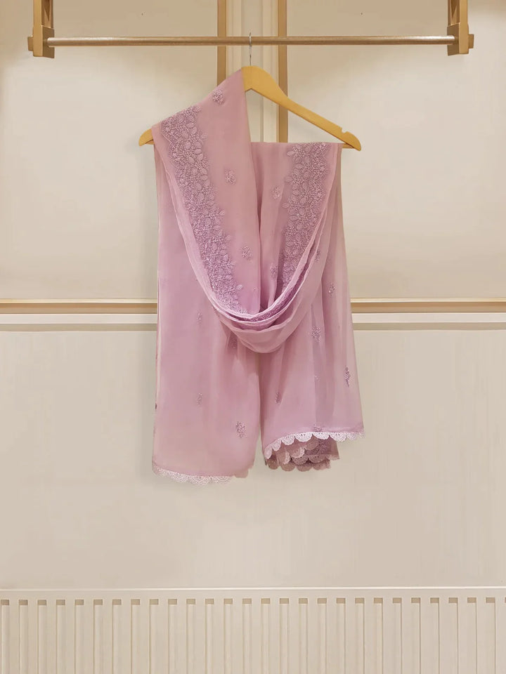 TWO PIECE 100% PURE CHIFFON BEAUTIFUL EMBROIDERED S107345
