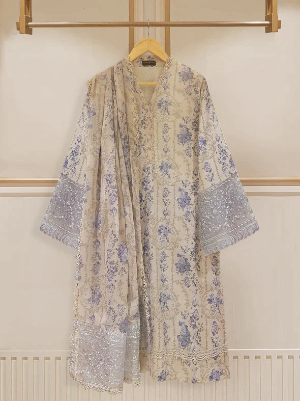 THREE PIECE PREMIUM DIGITAL PRINTED LAWN S107355