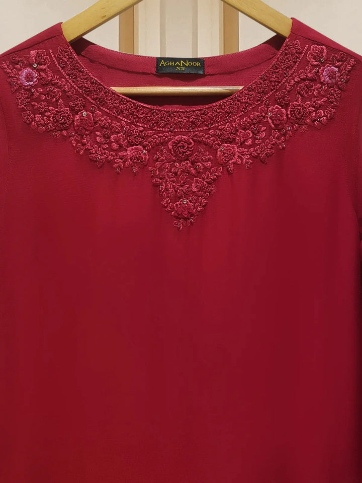 TWO PIECE 100% PURE CHIFFON BEAUTIFUL EMBROIDERED S107357
