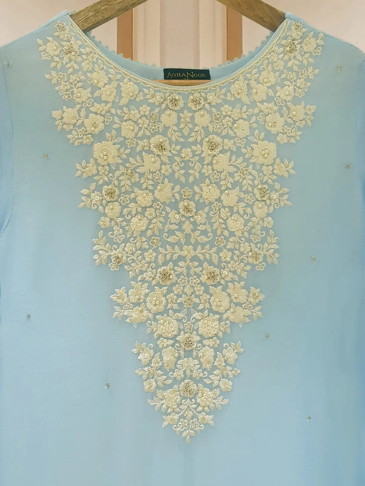 TWO PIECE 100% PURE CHIFFON BEAUTIFUL EMBROIDERED S107358