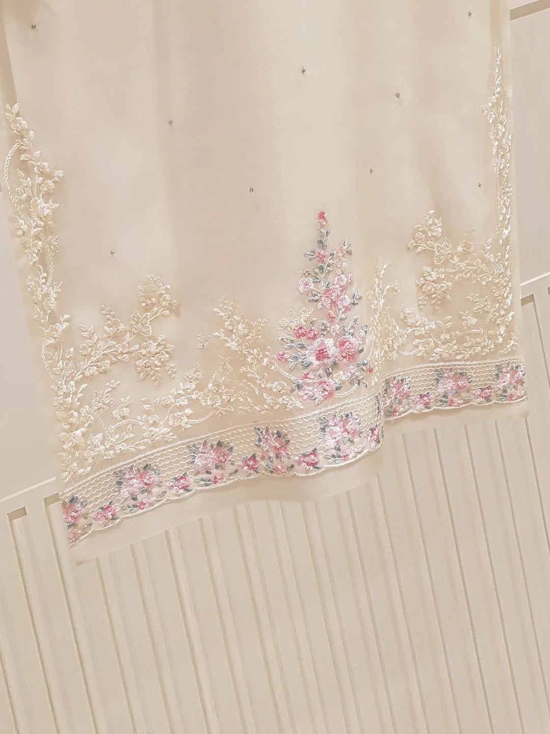 THREE  PIECE PURE ORGANZA SHIRT & DUPATTA EMBROIDERED S107512