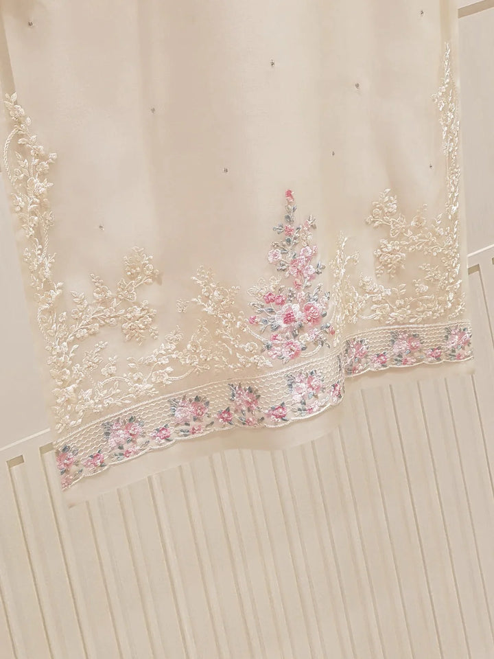 THREE  PIECE PURE ORGANZA SHIRT & DUPATTA EMBROIDERED S107512