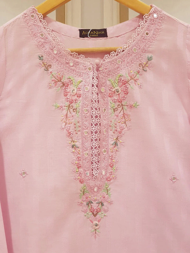TWO PIECE FINE JACQUARD LAWN EMBROIDERED SHIRT WITH CHIFFON DUPATTA S107612