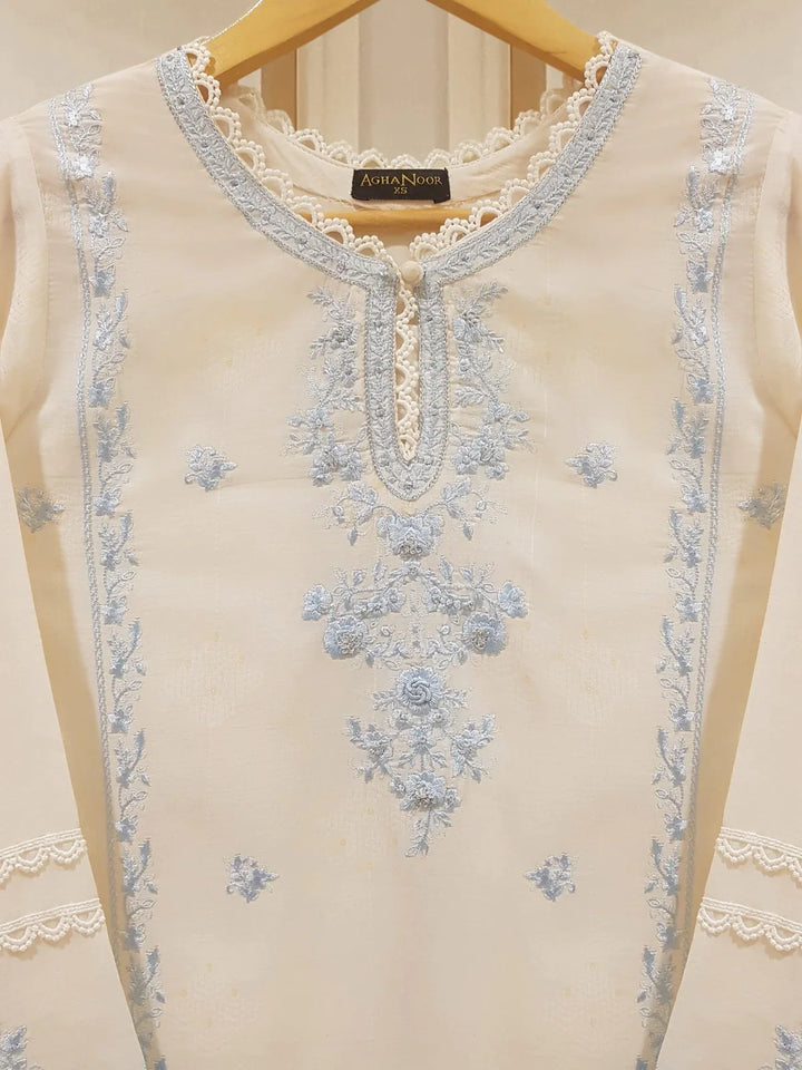 TWO PIECE FINE JACQUARD LAWN EMBROIDERED SHIRT WITH CHIFFON DUPATTA S107631