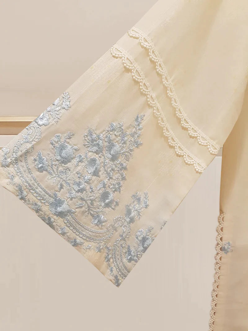 TWO PIECE FINE JACQUARD LAWN EMBROIDERED SHIRT WITH CHIFFON DUPATTA S107631