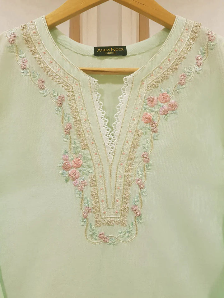 TWO PIECE FINE JACQUARD LAWN EMBROIDERED SHIRT WITH CHIFFON DUPATTA S107625