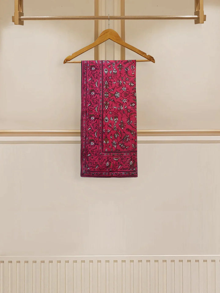 THREE PIECE PURE COTTON NET SHIRT WITH DUPATTA AND SILK PANTS S107995